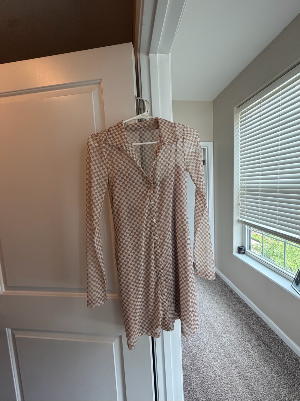 Abercrombie Checkered Long-Sleeve Shirt Dress